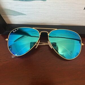Rayban Polarized Blue reflective aviators